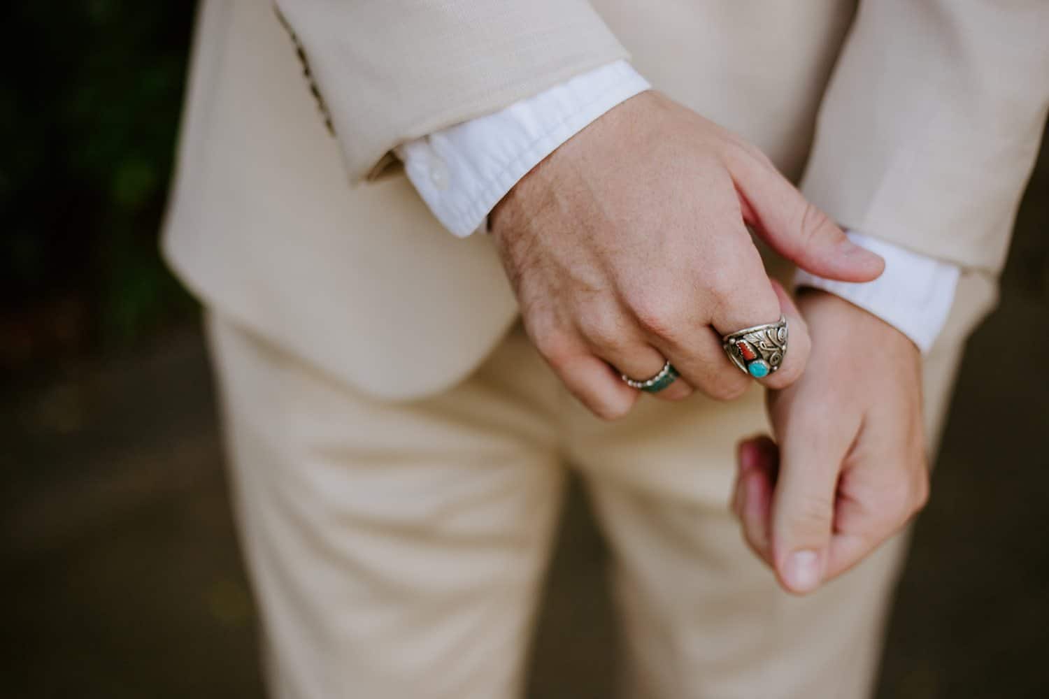 Groom rings and turquoise details